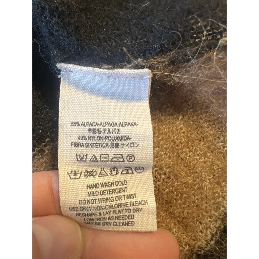 Free People Alpaca Blend Striped Slouchy Turtleneck Sweater Brown Black Sz M - Picture 3 of 10